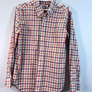 Stylish Kids Checkered Button-Down Shirt - Orange, Green, White